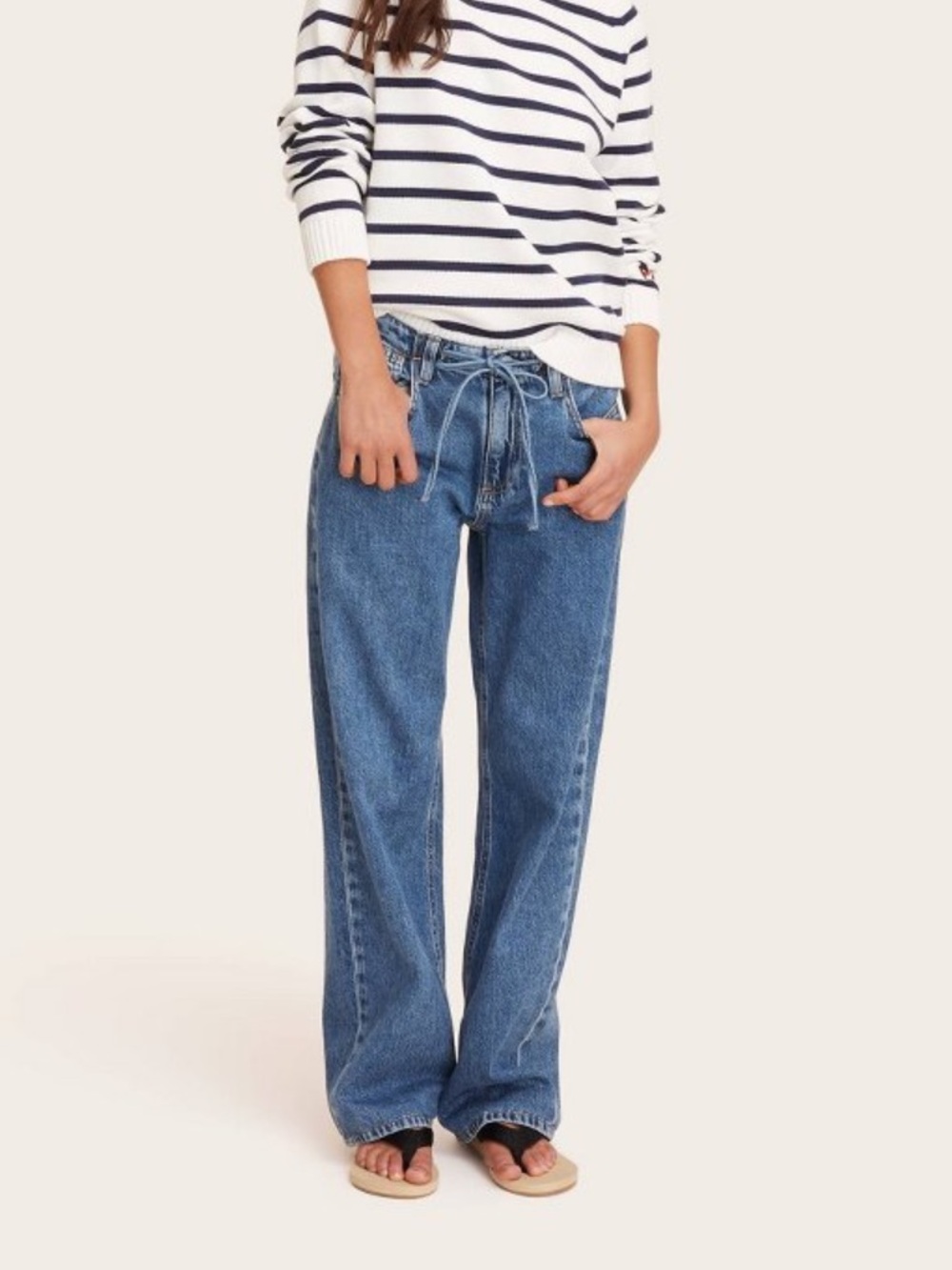 NWT Parke x Target Medium Wash Mid-Rise Drawstring Baggy Jeans SIZE 4